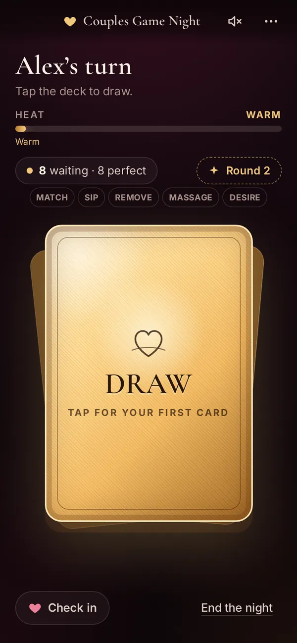 The golden deck waiting for the first draw